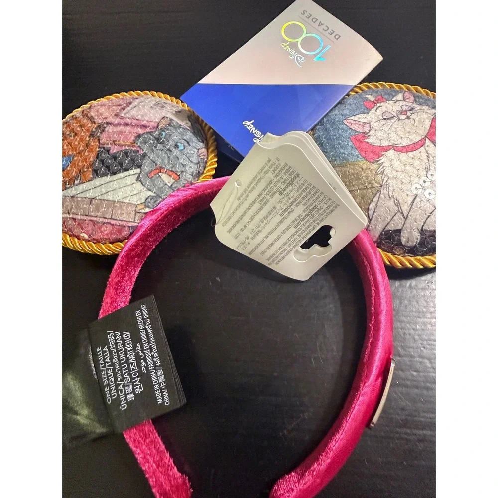 Disney 100 Decades The Aristocats Ear Headband 1970s Sequined Pink Gold NEW